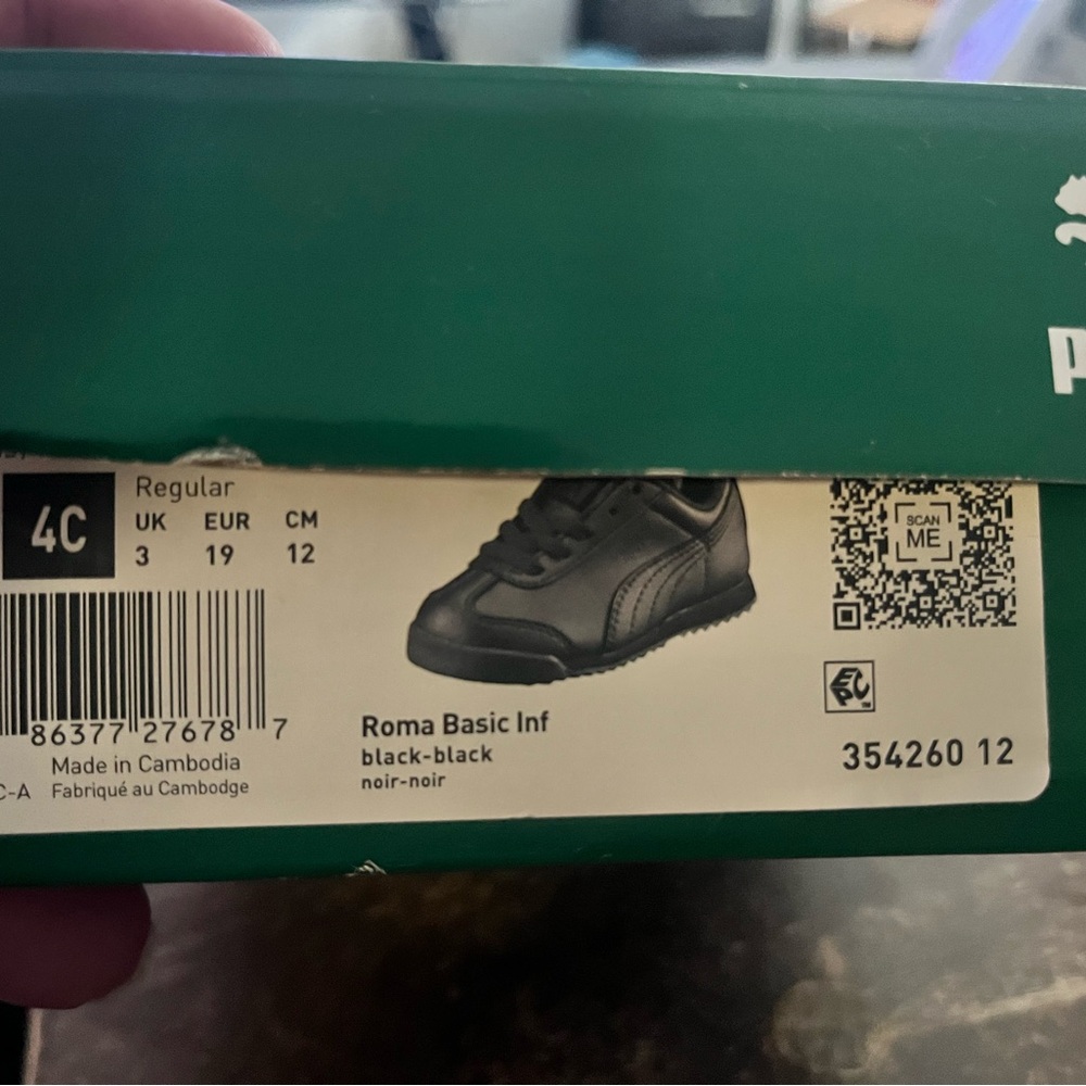 Puma Infant's Black Roma Basic Sneakers 4c